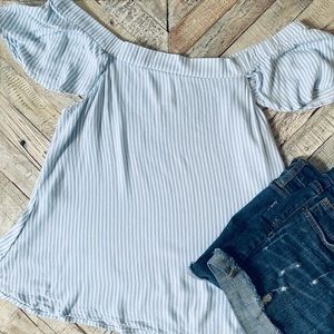 BP Nordstrom Off the Shoulder Top, Vertical Stripe